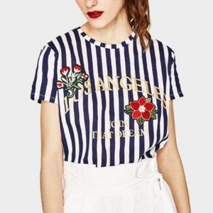 Embroidered Cropped Tee by Zara